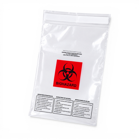 Foliopak z nadrukiem BIOHAZARD 170X250+50 mm TRANSPARENTNY op. 100 szt.