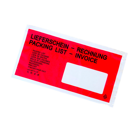 Doklejka DL okno prawe (OP) z nadrukiem ( LIEFERSCHEIN/RECHNUNG ) self adhesive envelope op. 100 szt.