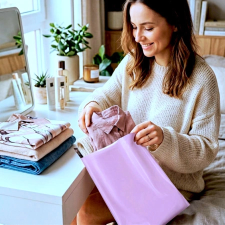 KALENA ® PinkBag Foliopak RÓŻOWY kurierski różowa torba kurierska 350X450+50 mm op. 50 szt. PRODUKCJA 100% POLSKA