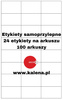 ETYKIETA BEZ NADRUKU A4 70x37 1/24 - op. 100 szt.