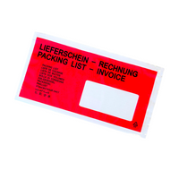 Doklejka DL okno prawe (OP) z nadrukiem ( LIEFERSCHEIN/RECHNUNG ) self adhesive envelope op. 100 szt.