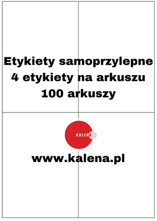ETYKIETA BEZ NADRUKU A4 105/148 1/4 - op. 100 szt.