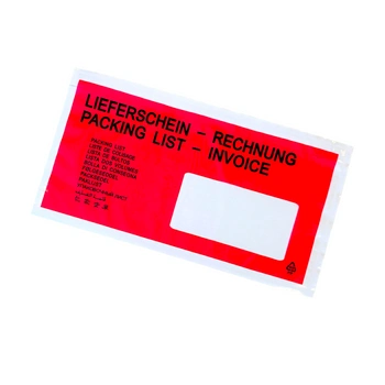 Doklejka DL okno prawe (OP) z nadrukiem ( LIEFERSCHEIN/RECHNUNG ) self adhesive envelope op. 100 szt.